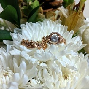 Rose Gold Sapphire Diamond Wedding ring set